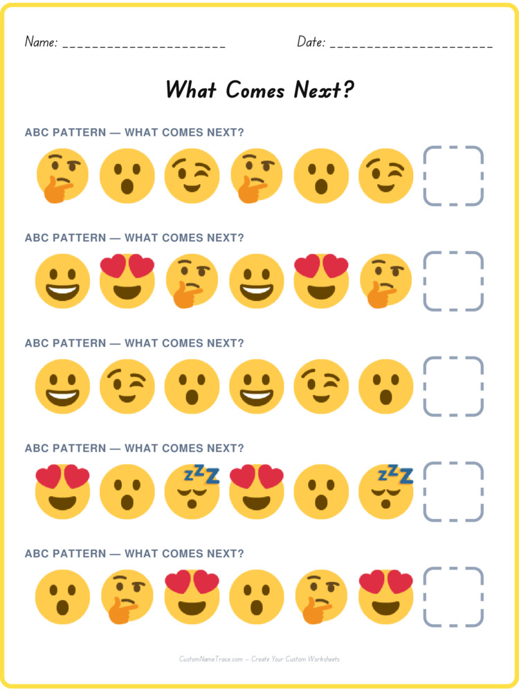 ABC pattern worksheet 2 for kids