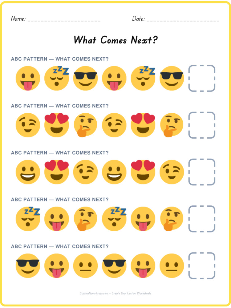 ABC pattern worksheet 20 for kids