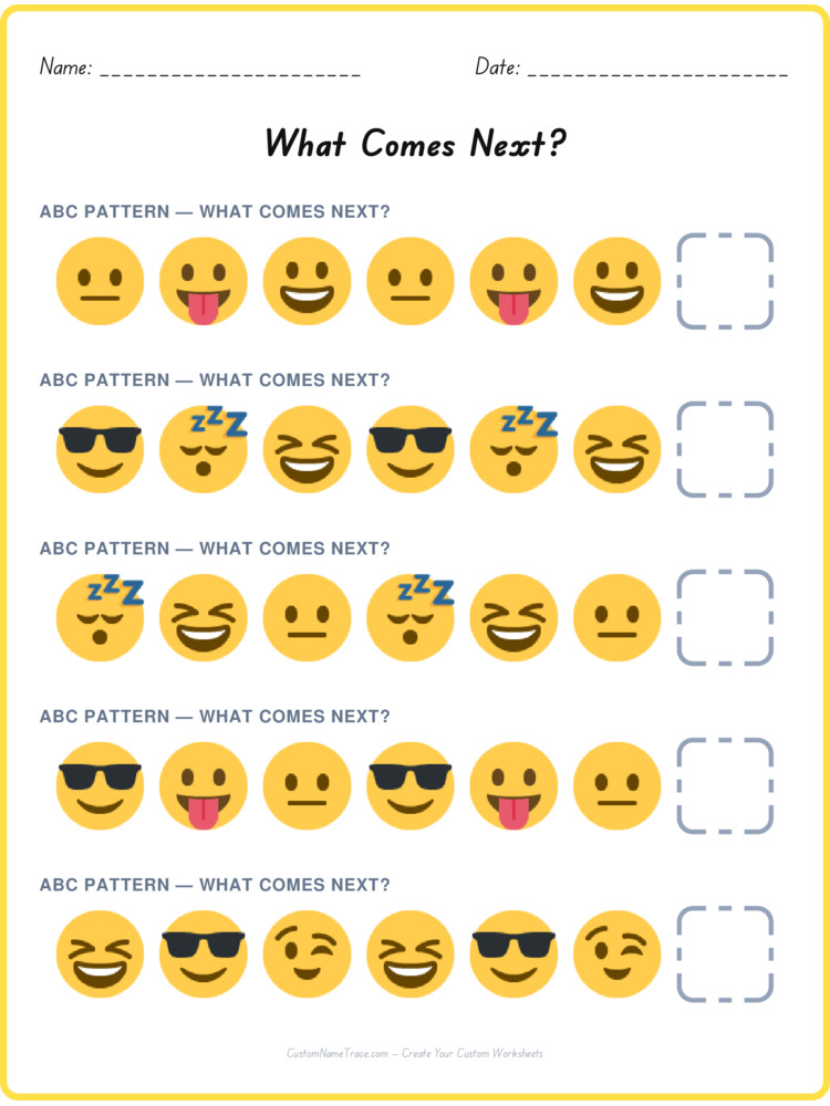ABC pattern worksheet 3 for kids