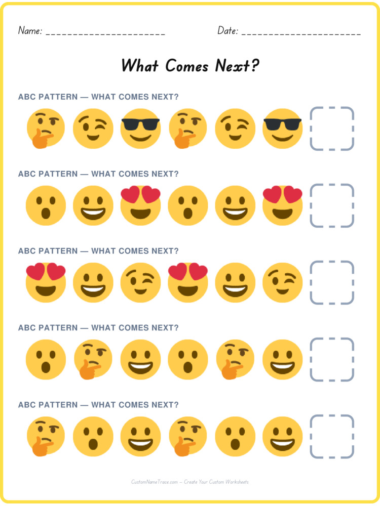 ABC pattern worksheet 4 for kids