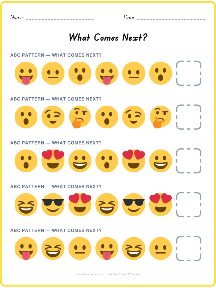 ABC pattern worksheet 40 for kids