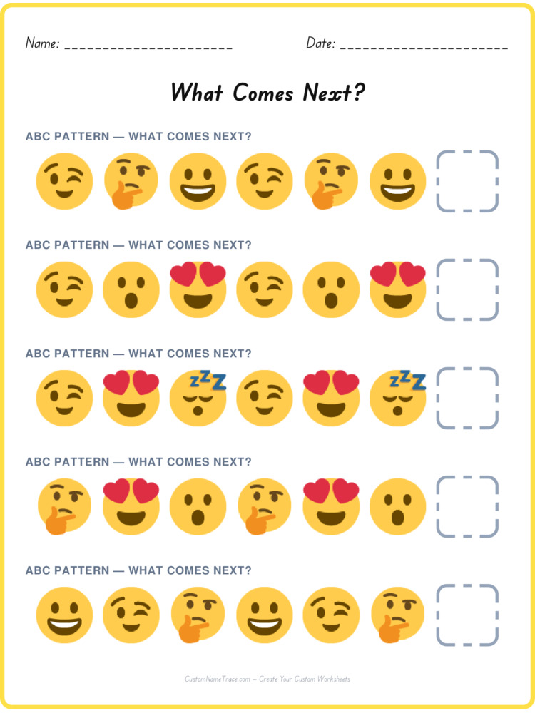 ABC pattern worksheet 6 for kids