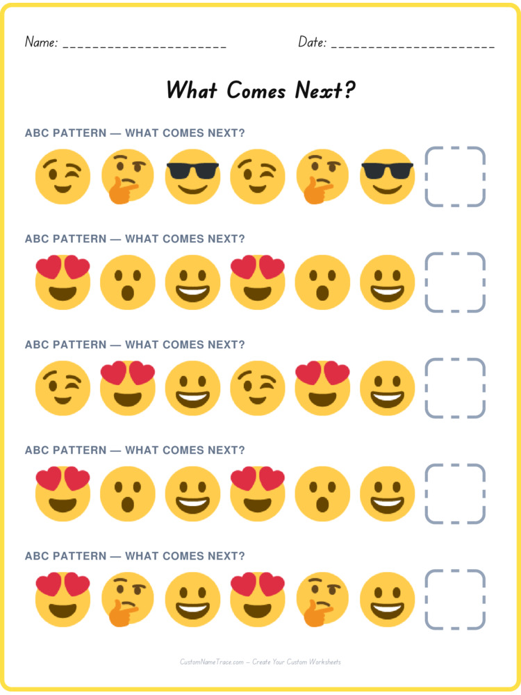 ABC pattern worksheet 8 for kids