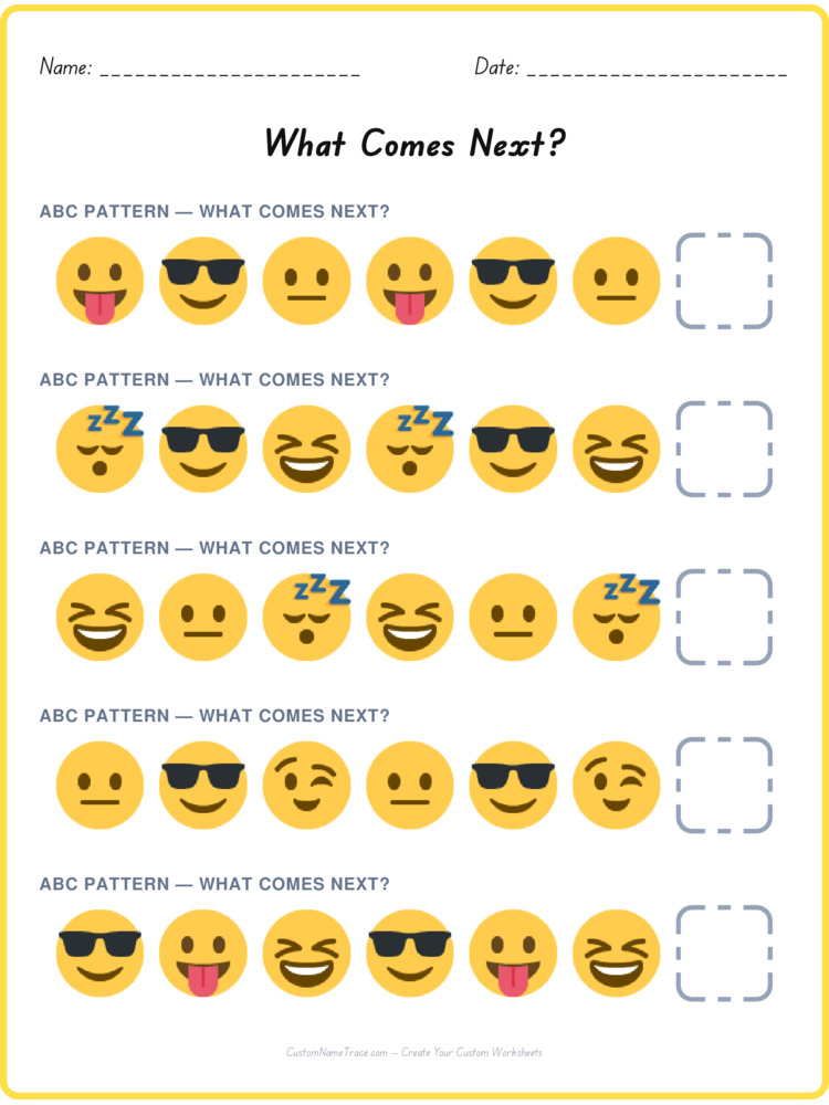 ABC pattern worksheet 9 for kids