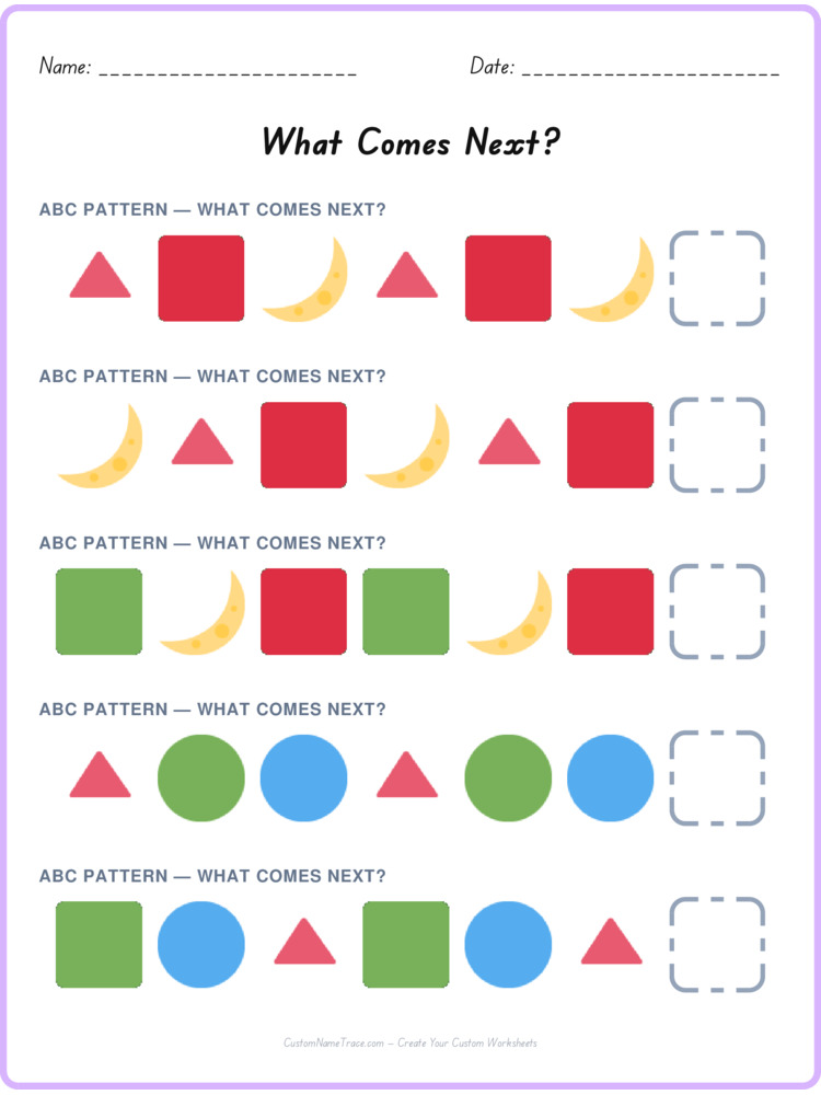 ABC pattern worksheet 1 for kids