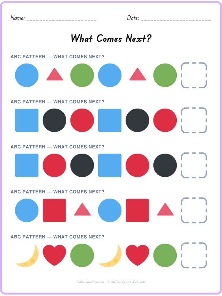 ABC pattern worksheet 11 for kids
