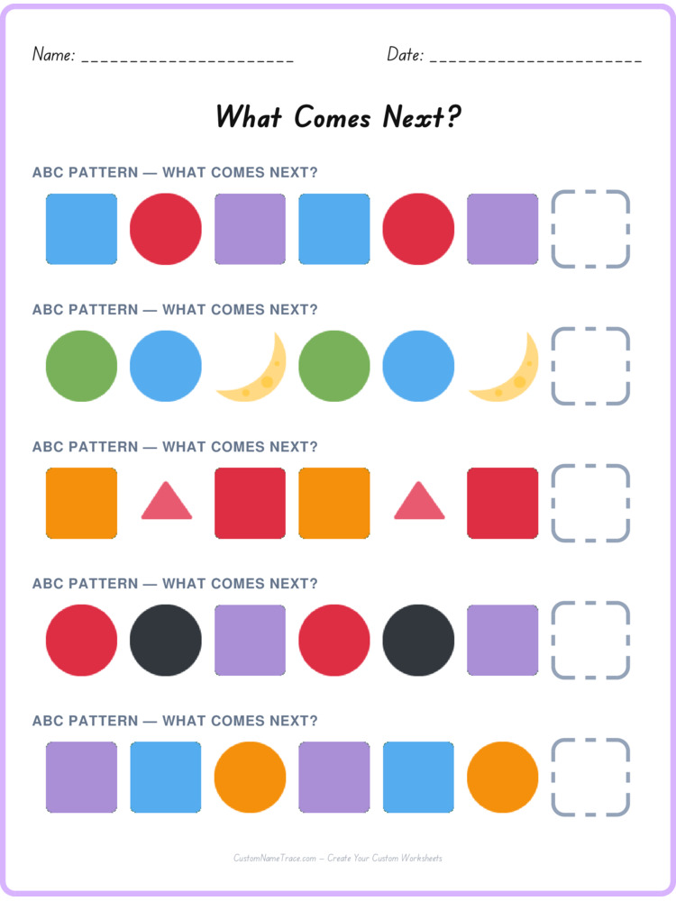 ABC pattern worksheet 12 for kids