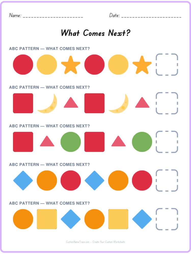 ABC pattern worksheet 16 for kids