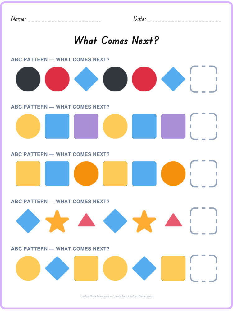 ABC pattern worksheet 2 for kids