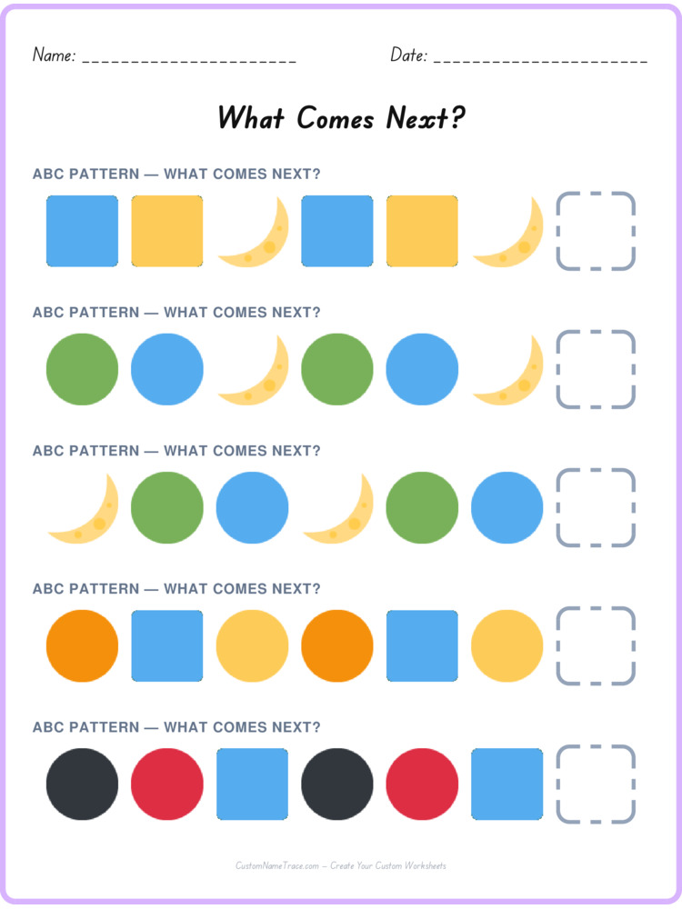 ABC pattern worksheet 20 for kids
