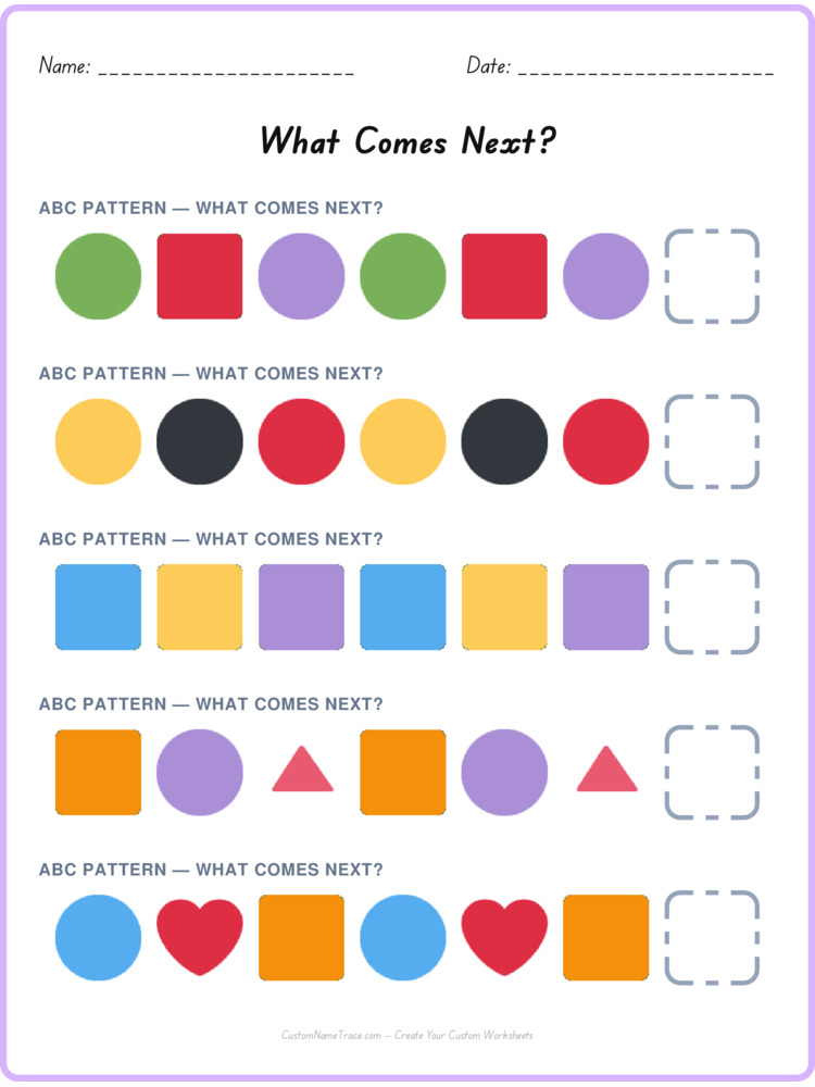 ABC pattern worksheet 21 for kids