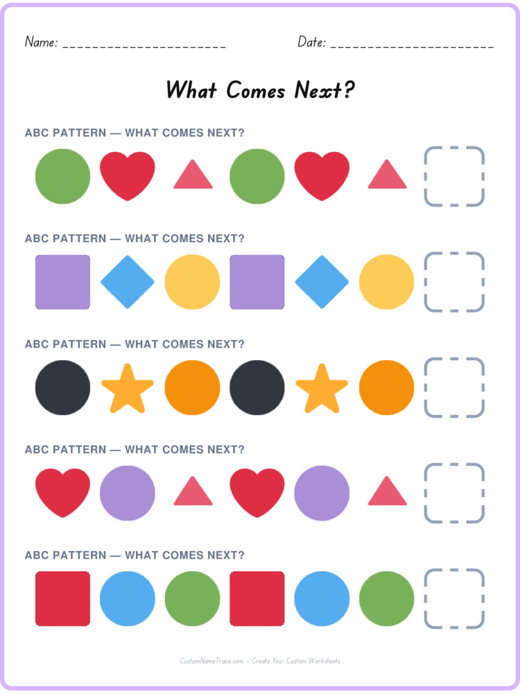 ABC pattern worksheet 25 for kids