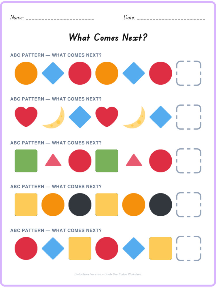 ABC pattern worksheet 26 for kids