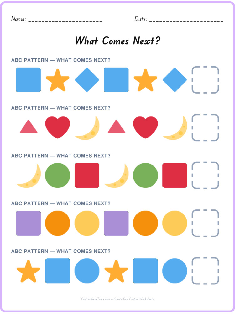 ABC pattern worksheet 28 for kids