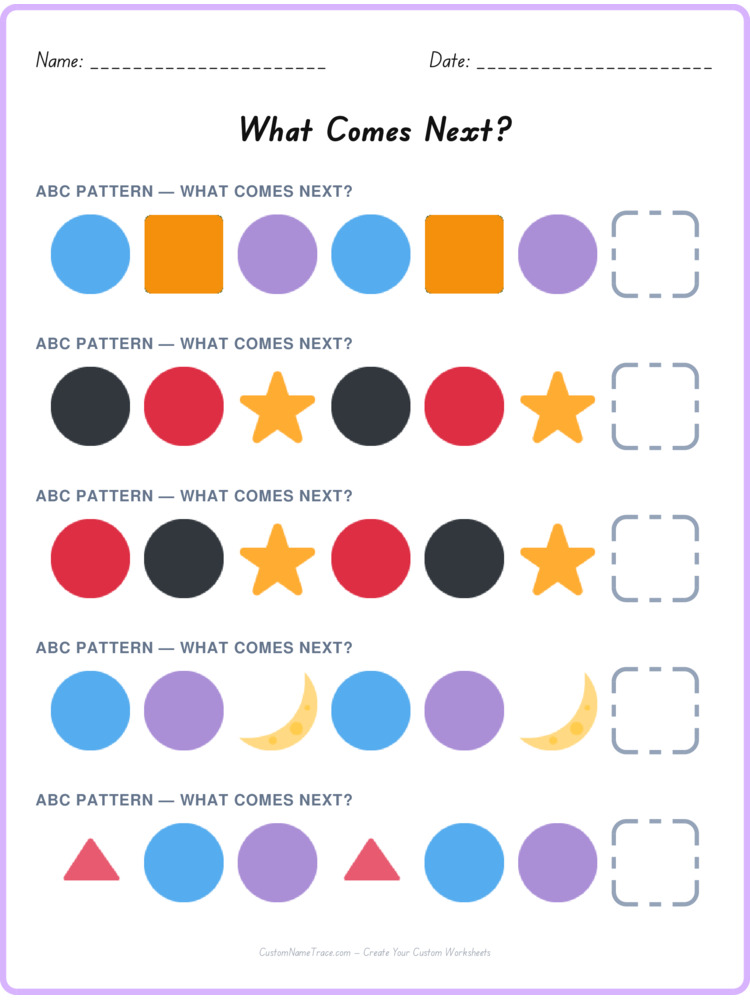 ABC pattern worksheet 36 for kids