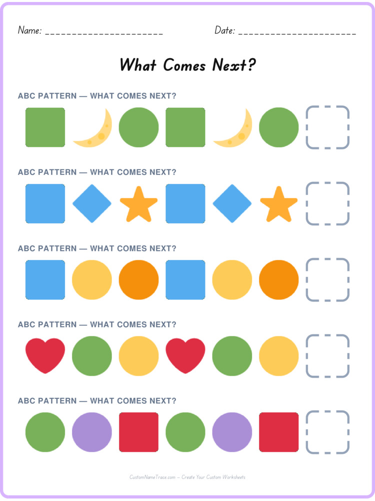 ABC pattern worksheet 38 for kids