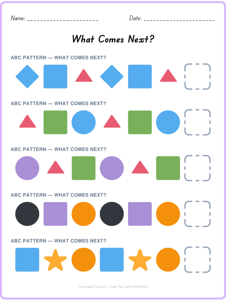 ABC pattern worksheet 40 for kids
