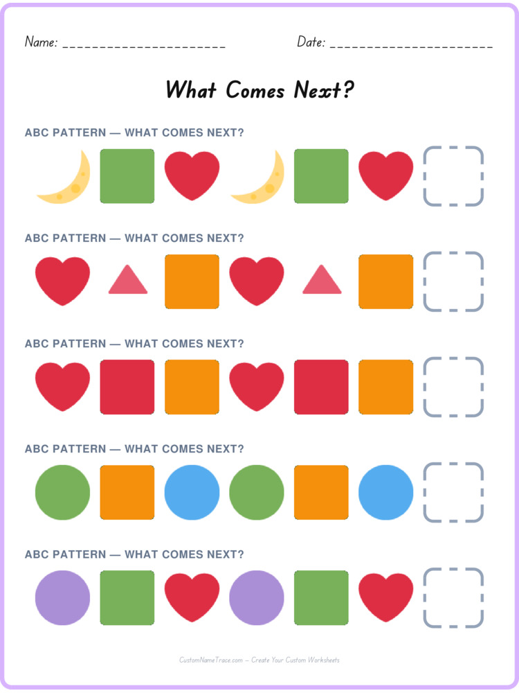 ABC pattern worksheet 9 for kids