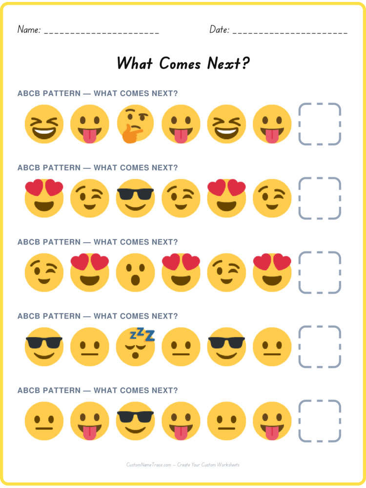 ABCB pattern worksheet 10 for kids