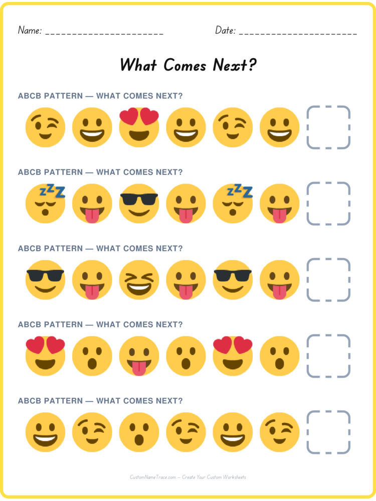 ABCB pattern worksheet 11 for kids