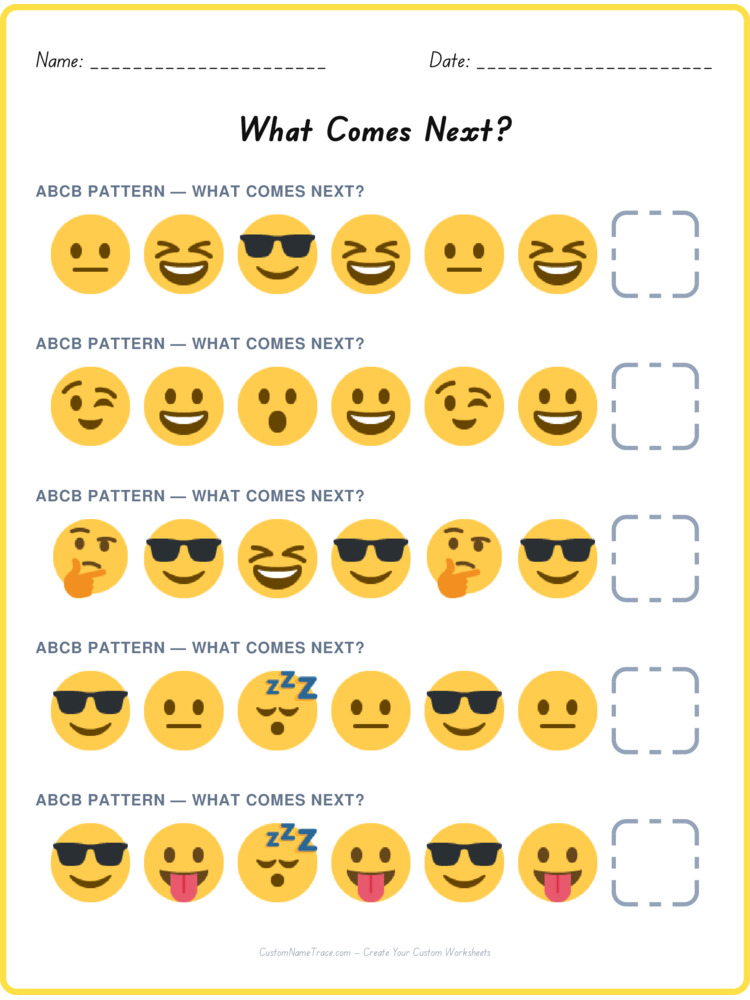 ABCB pattern worksheet 12 for kids