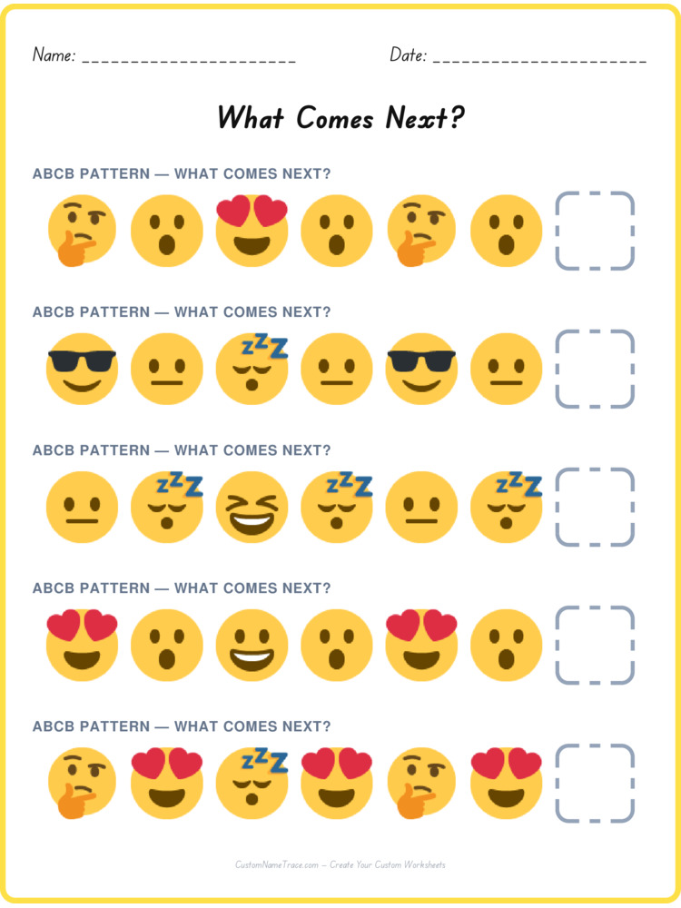 ABCB pattern worksheet 13 for kids