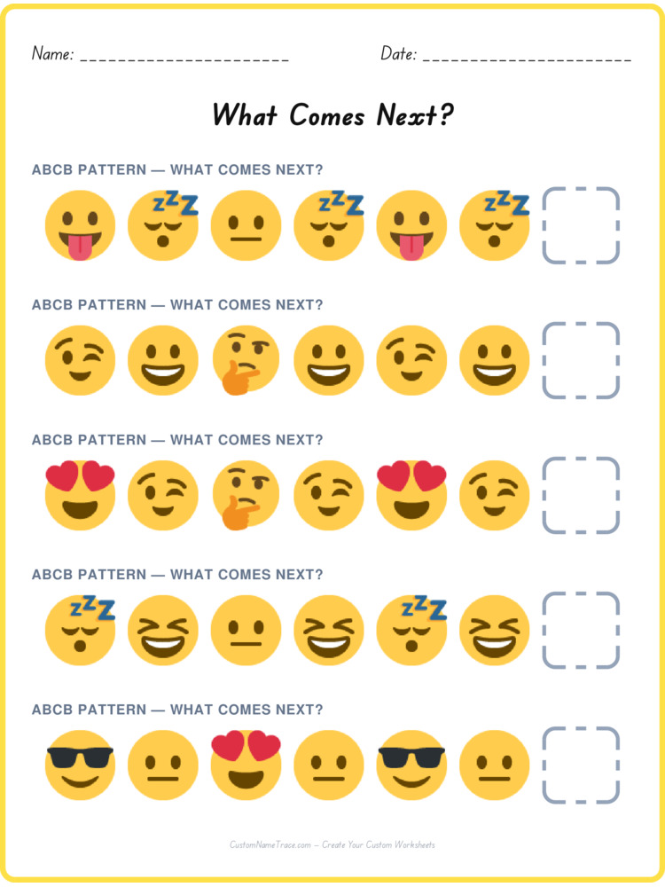 ABCB pattern worksheet 14 for kids