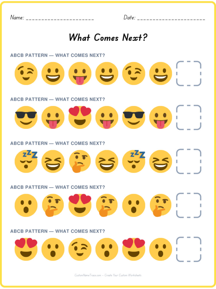 ABCB pattern worksheet 15 for kids