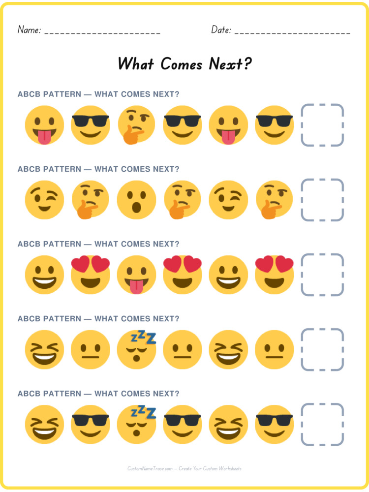 ABCB pattern worksheet 16 for kids