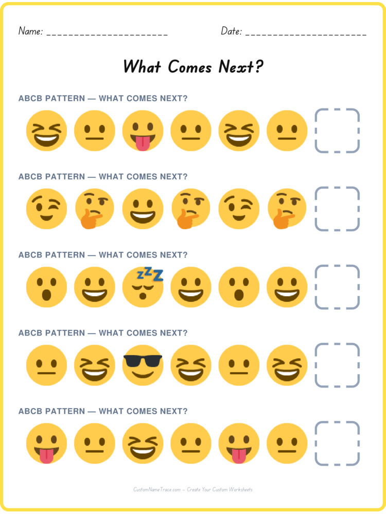 ABCB pattern worksheet 18 for kids