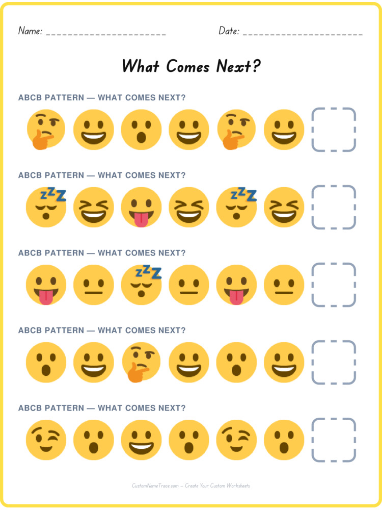 ABCB pattern worksheet 19 for kids