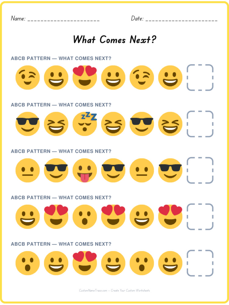 ABCB pattern worksheet 21 for kids