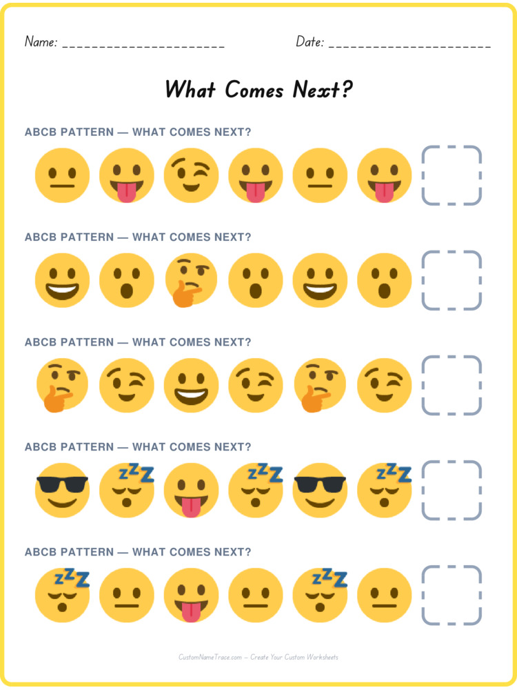 ABCB pattern worksheet 22 for kids