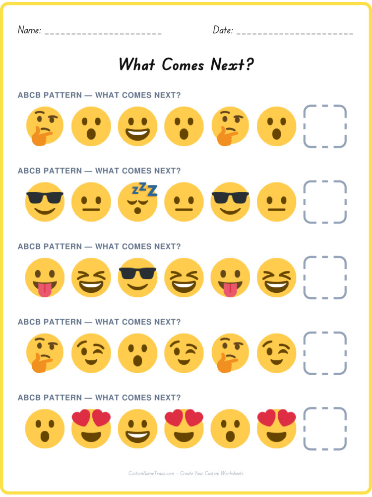 ABCB pattern worksheet 23 for kids