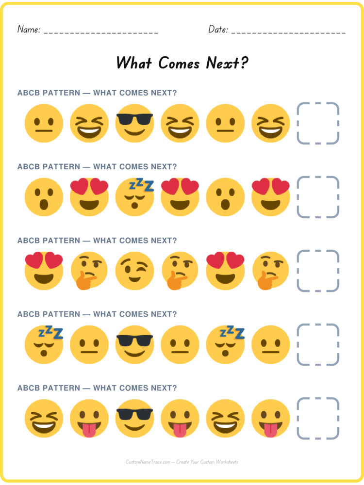 ABCB pattern worksheet 24 for kids