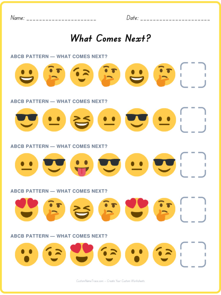 ABCB pattern worksheet 25 for kids
