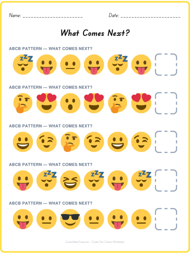 ABCB pattern worksheet 26 for kids