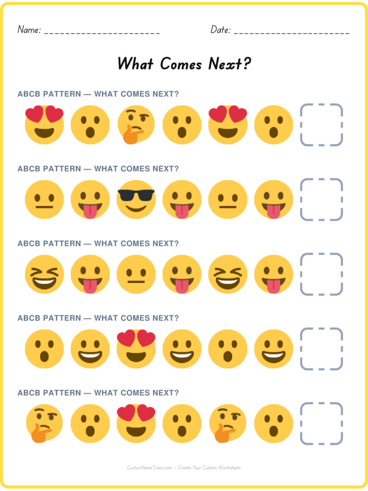 ABCB pattern worksheet 27 for kids