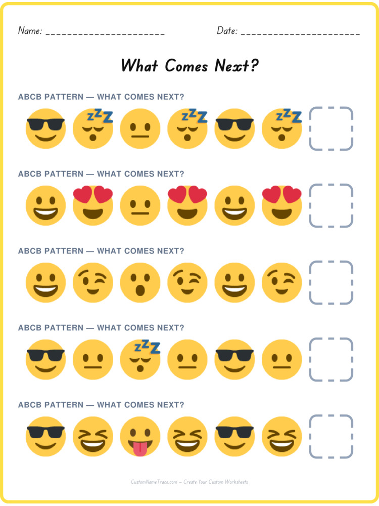 ABCB pattern worksheet 28 for kids