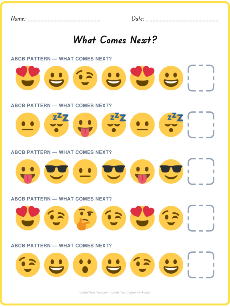 ABCB pattern worksheet 29 for kids