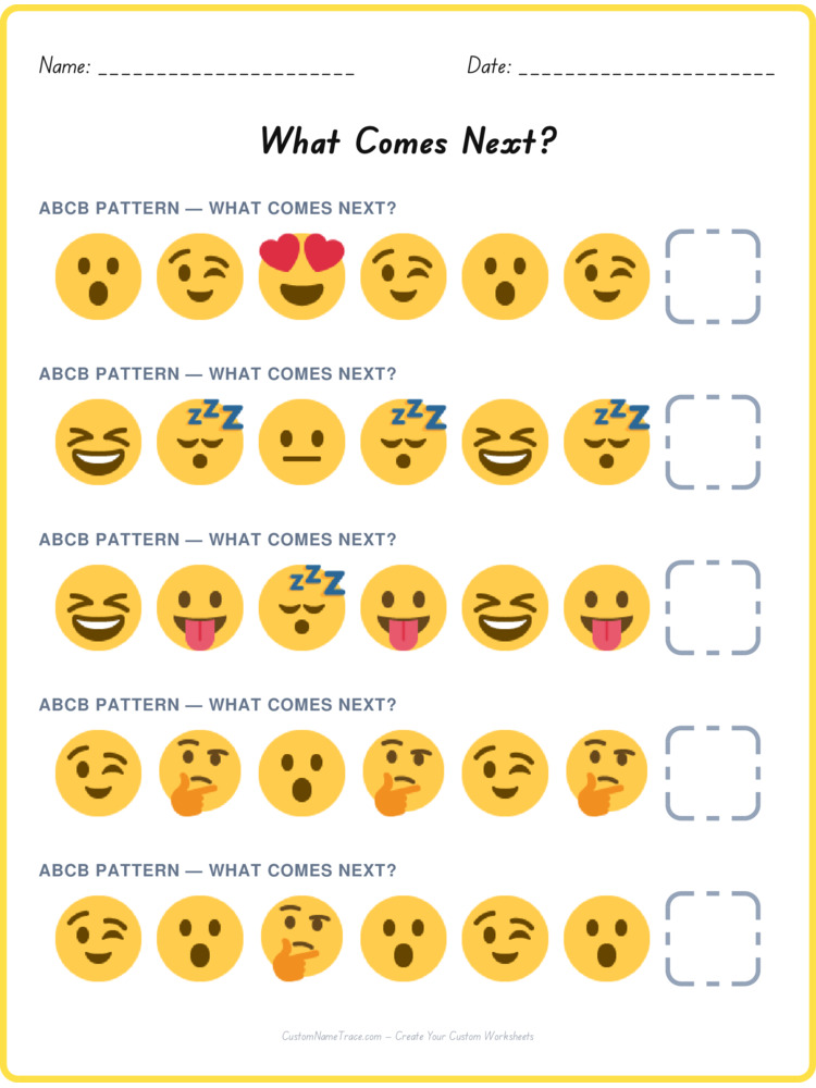 ABCB pattern worksheet 30 for kids