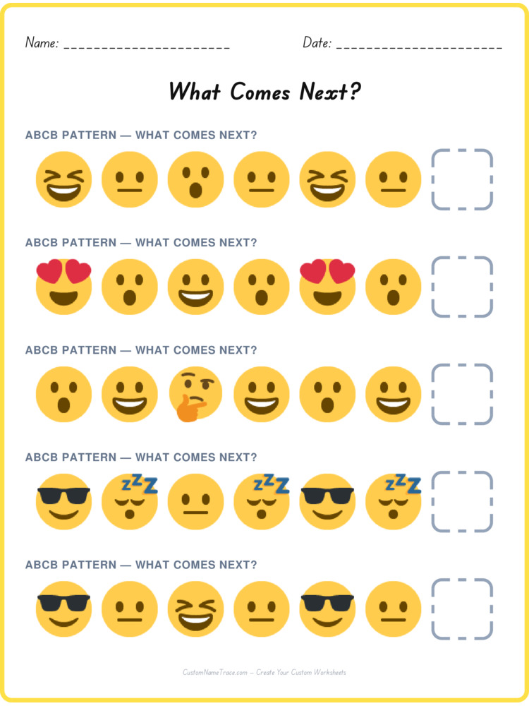ABCB pattern worksheet 31 for kids