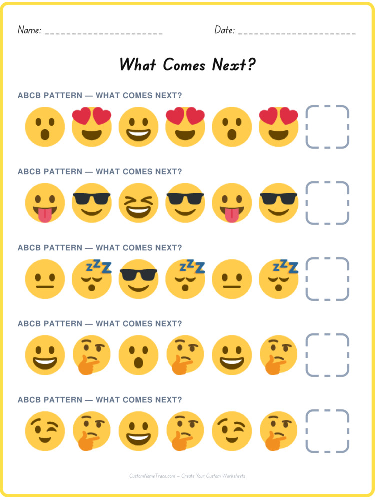 ABCB pattern worksheet 32 for kids