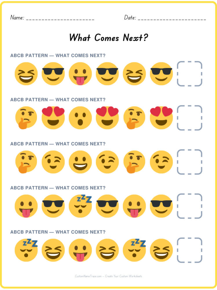 ABCB pattern worksheet 33 for kids
