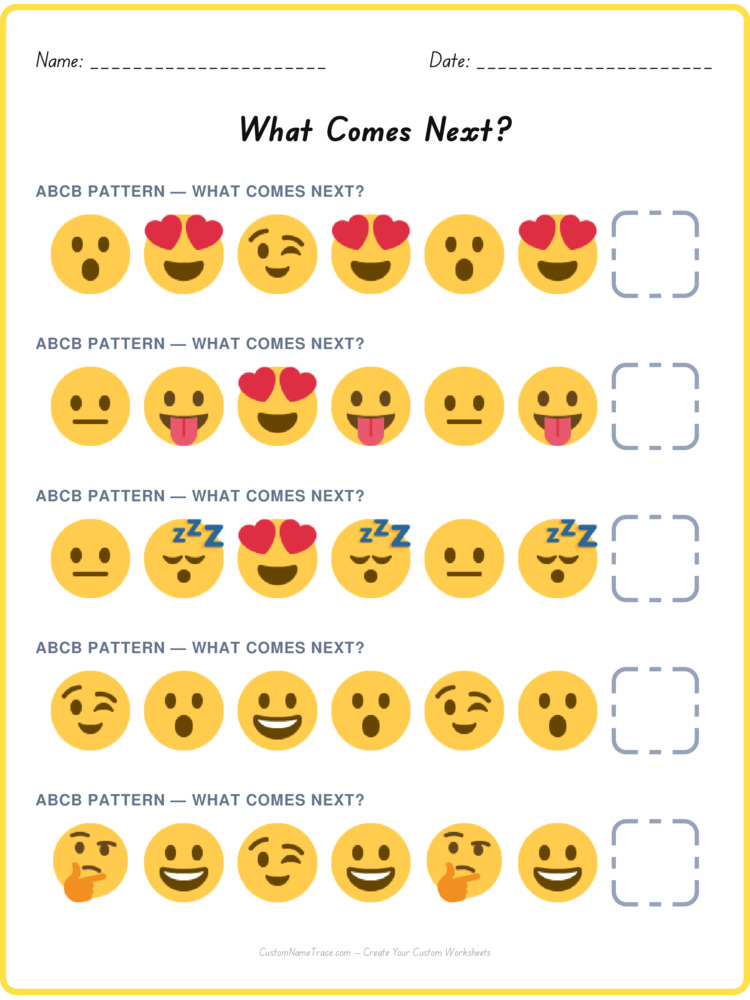 ABCB pattern worksheet 34 for kids