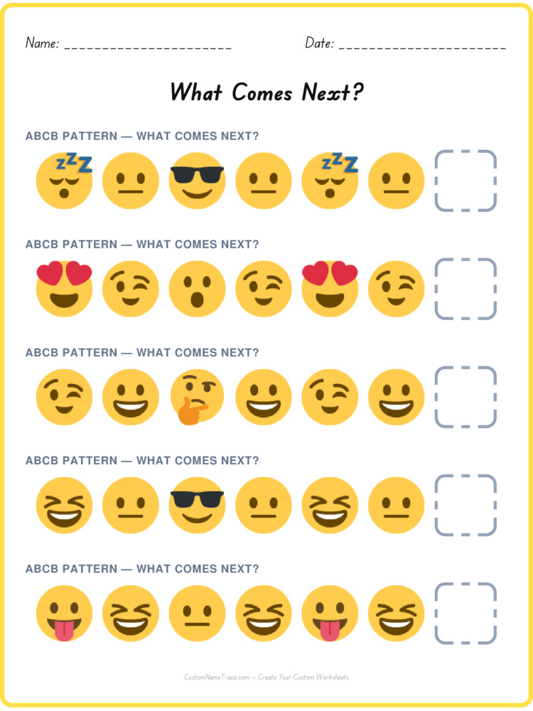 ABCB pattern worksheet 35 for kids