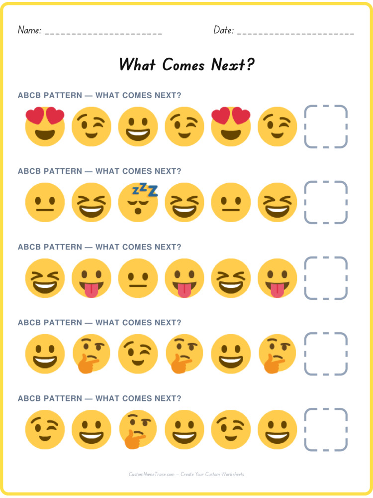 ABCB pattern worksheet 36 for kids