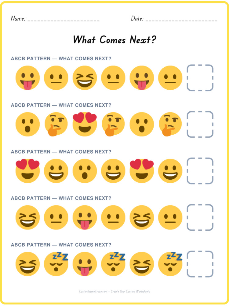 ABCB pattern worksheet 37 for kids