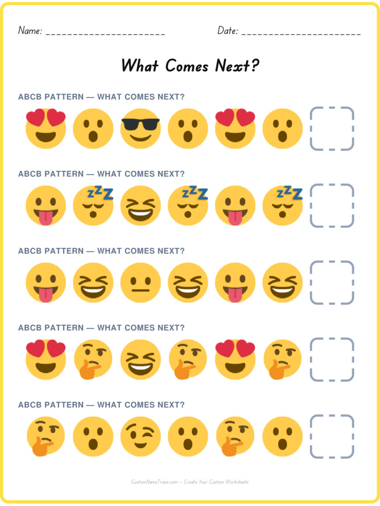 ABCB pattern worksheet 38 for kids