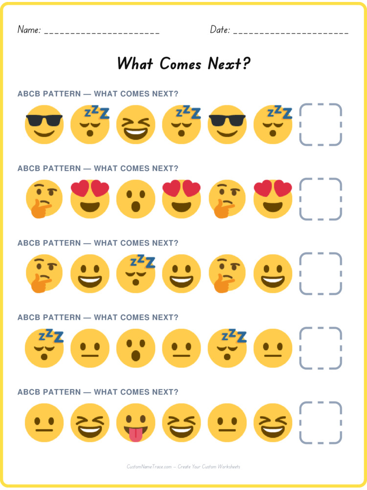 ABCB pattern worksheet 39 for kids
